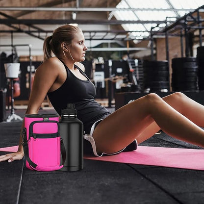 Nuovoware Water Bottle Carrier Bag,25oz/40oz/64oz Bottle Pouch Holder,Adjustable Shoulder Hand Strap 2 Pocket Sling Neoprene Sleeve Sports Accessories for Hiking Travelling Camping