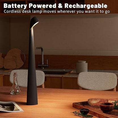 Portable LED Table Lamp 3-Levels Brightness, Rechargeable Battery Up to 48 Hours Usage, Night Light for Kids Nursery, Nightstand Lamp, Bedside Lamp.LED Desk Lamps Outdoor Portable Touch Lamps.(Black)