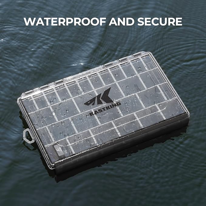 KastKing HyperSeal Waterproof Tackle Box, 3600 and 3700 Tackle Trays, Fishing Tackle Box Organizer with Removable Dividers, Lure Box and Terminal Tackle Storage,Black