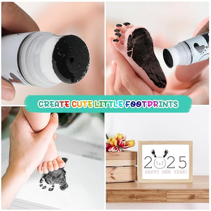75ml Black Baby Hand and Footprint Ink Kit, Baby Handprint Footprint Paint for Newborn Keepsake, Dog Cat Paw Print Kit, Washable, Non Toxic Acid-Free, Safe Gentle for Ideal New Mom Gifts