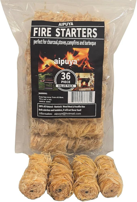 100% Natural Charcoal Fire Starters Super Fast Lighting，Perfect for Barbecue Grills, Kamado, Smokers, Wood Stove and Campfire (36pieces)