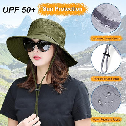 Women Fishing Sun Hat Men Summer UV Protection Bucket Hats Mesh Ventilated Outdoor Hiking Gardening Beach Lawn Hat