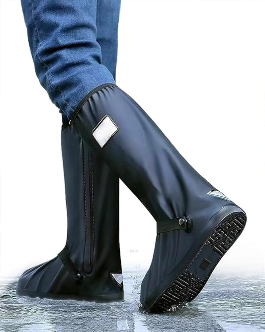 Waterproof Shoe Covers for Rain, Outdoor Cycling Non-Slip Rain Boots Covers Foldable Reusable Overshoes with Reflector for Women & Men