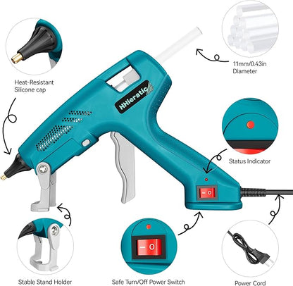100W Hot Glue Gun with 30 pcs Sticks,Fast Preheating Full Size Hot Glue Gun and Sticks Set,Low Temp Glue Gun for Craft,DIY,Repairs