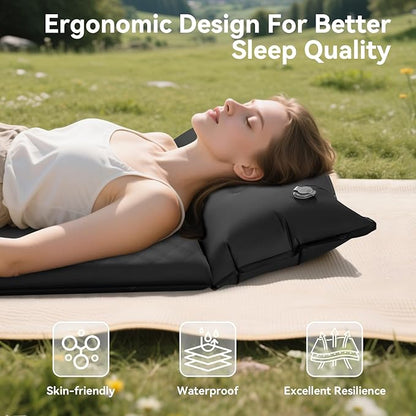 Sleeping Pad for Camping,3.14" Thick Memory Foam Self Inflating Mattress with Pillow and Built-in Electric Pump,4-Season Adult for Travel/Tent/Car