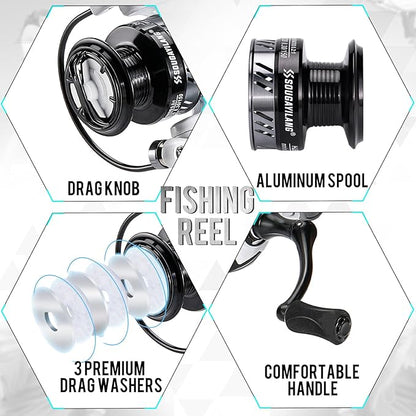 Sougayilang Fishing Rod and Reel Combo, Stainless Steel Guides Fishing Pole with Spinning Reel Combo for Bass Fishing