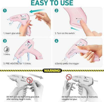 Hot Glue Gun, Cordless Hot Glue Gun with 30 Premium Glue Sticks (7×150mm), 90s Fast Heating, 2600mAh Type-C Rechargeable for DIY Crafts, Home Repairs, Creative Projects and Gift Making, Pink ﻿