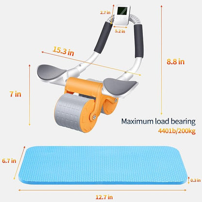 2026 New Ab Roller Wheel with Timer & Knee Mat,Automatic Rebound Abdominal Wheel with Elbow Support Ab Workout Equipment for Strengthening Core Muscles Abs Exercise Roller for Women Men
