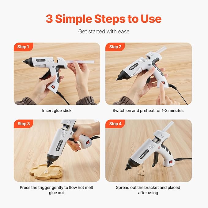 VEVOR Hot Glue Gun, 60/100W Dual Power, Mini Hot Glue Gun with 20 Premium Glue Sticks and Oxford Cloth Bag, Fast Preheating & High Temp Melt Glue Gun for Crafts, Arts, DIY, Quick Home Repairs, White