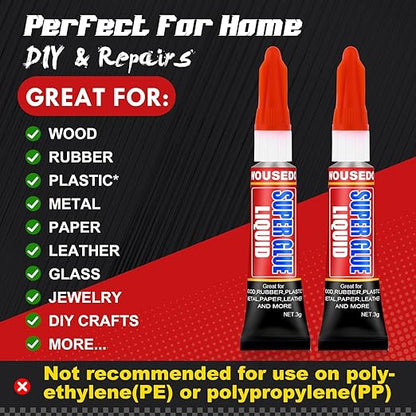 12 X 3g Super Glue Liquid, Clear Strong Adhesive,Fast Drying Cyanoacrylate Glue for Wood, Rubber, Leather, Plastic, Metal, DIY Crafts and More
