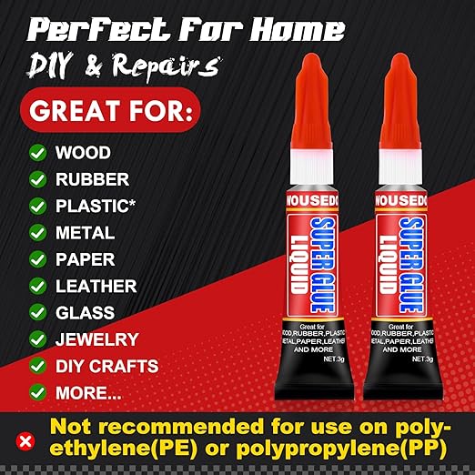 24 X 3g Super Glue Liquid, Clear Strong Adhesive,Fast Drying Cyanoacrylate Glue for Wood, Rubber, Leather, Hard Plastic, Metal, DIY Crafts and More