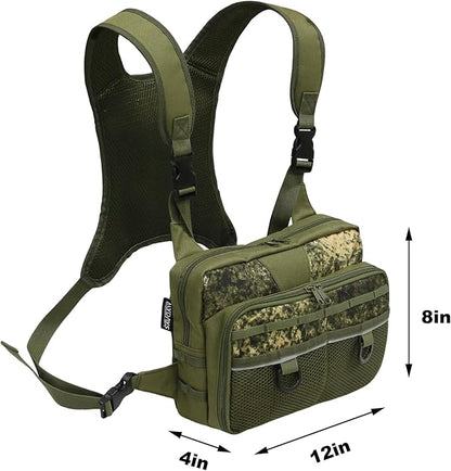 Fishing Chest Pack, Fly Fishing Bag for Men and Women, Tackle and Fly Boxes Storage Pack, Hunting Binocular Pack (Green)