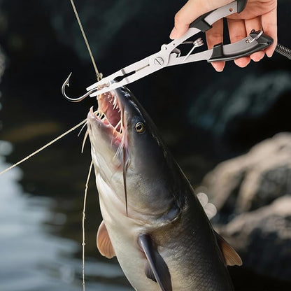 420 Stainless Steel Fishing Pliers, Multi-functional Fishing Tools Hook Remover Line Cutter Pliers, Lockable Handy Fishing Gear for Saltwater Freshwater, Gifts for Men