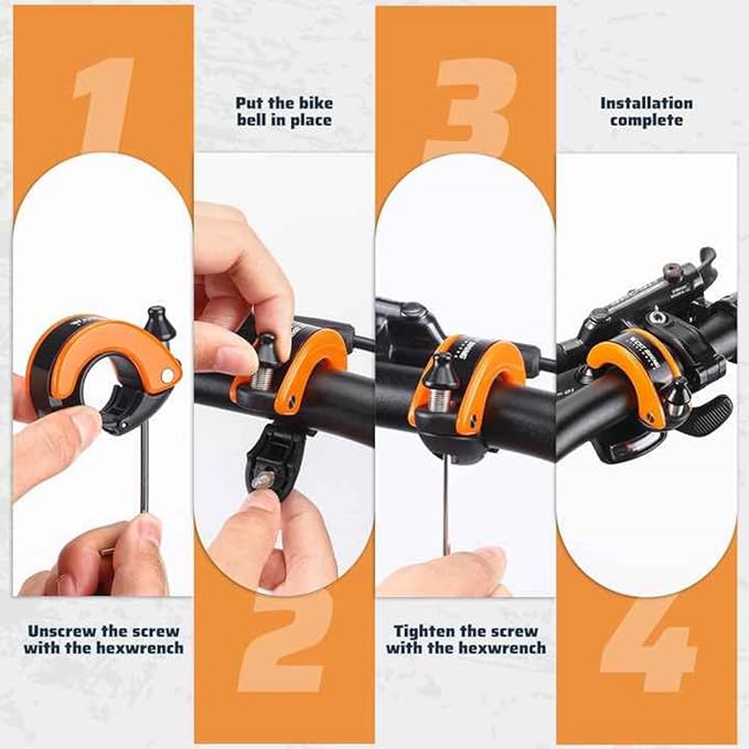 Bike Bell Hidden Conch Bicycle MTB Bells Max 100db Clear Long Sound for 22.2mm/0.78in Handlebars Ebike Horn for Adults or Kids Bike