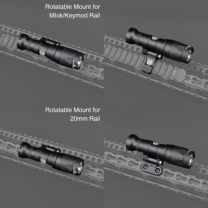NOBUHIRO M340A 540 Lumens Tactical Flashlight, with Replaceable Mounting Rotating Base, Suitable for 20mm Picatinny & Mlok/Keymod Rail, Include with Remote Pressure & Push Button Switch