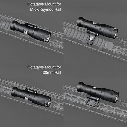 NOBUHIRO M340A 540 Lumens Tactical Flashlight, with Replaceable Mounting Rotating Base, Suitable for 20mm Picatinny & Mlok/Keymod Rail, Include with Remote Pressure & Push Button Switch