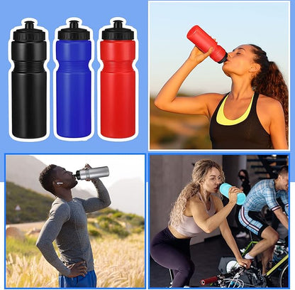 Sunnyray 10 Pcs Squeeze Sports Water Bottle 23 oz Reusable Sports Water Bottle Blank Plastic Water Bottles with Pull Top Cap for Kids Adults Sports Fitness Bike, Dishwasher Safe (Multi Colors)