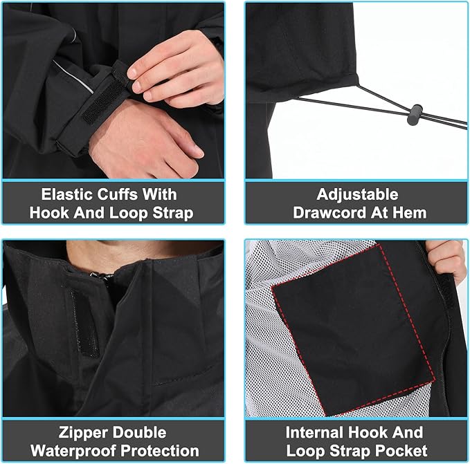 Rain Suit for Men, Packable Waterproof Rain Jacket & Pants, Reflective Raincoat Rain Gear for Outdoor Golf Hiking Fishing