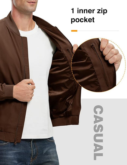 TBMPOY Men's Lightweight Bomber Jackets Light Windbreaker Casual Stylish Fall Golf Zip Up Dress Business Varsity