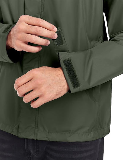 Little Donkey Andy Men's Waterproof Rain Jacket Outdoor Lightweight Rain Shell Coat for Hiking,Golf,Travel