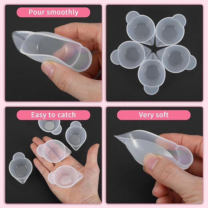 21 Pcs Silicone Mold Cup Dispenser Set, Mini Measuring Mixing Bowls with Spoon Glue Stick Small Scraper, Color Modulation Tools for DIY Epoxy Resin Craft
