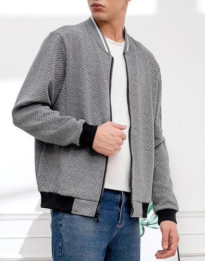 Mens Casual Jacket Loose Fit Lightweight Jacket Varsity Bomber Jacket with Zipper