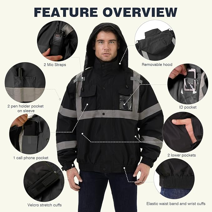 SKSAFETY Hi Vis Reflective Rain suits for Men Waterproof - High Vis Safety Rain Jacket, High Visibility Raincoat for Men