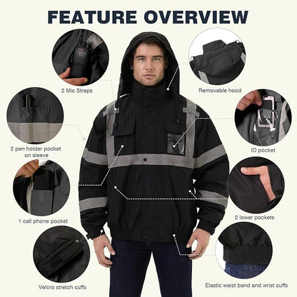 SKSAFETY Hi Vis Reflective Rain suits for Men Waterproof - High Vis Safety Rain Jacket, High Visibility Raincoat for Men