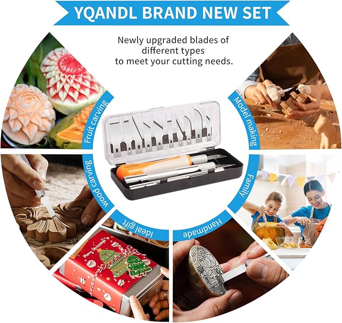 16-Piece Exacto Knife Set: 3 Hobby Knives &13 Industrial-Grade SK5 Steel Blades - Professional Craft Knife Set for DIY, Leather Craft, Pumpkin