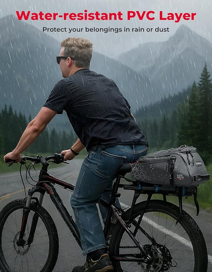 KEMIMOTO Rear Bike Rack Bag - 8L PVC Water Resistant Ebike Bags for Bicycle Rear Rack, Bicycle Trunk Pannier for Commuter Travel Shopping and Cycling (Grey)