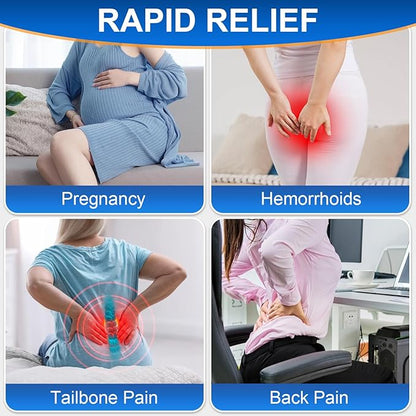 Donut Cushion Memory Foam Hemorrhoids Cushion for Postpartum & Coccyx & Tailbone Pain Pressure Relief for Office Chair, Wheelchair, Office, Car Seat (Blue)