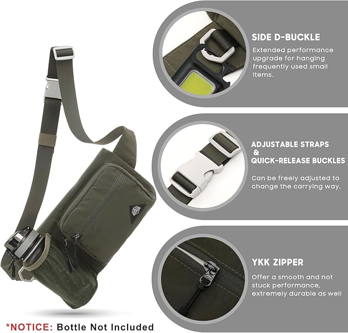 Waist Pack with Water Bottle Holder for Men Women Waist Bag Running Waist Pack Waterproof for Outdoor Travel Cycling Climbing Walking Fit All Phones (Bottle Not Included) (Green)