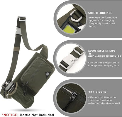 Waist Pack with Water Bottle Holder for Men Women Waist Bag Running Waist Pack Waterproof for Outdoor Travel Cycling Climbing Walking Fit All Phones (Bottle Not Included) (Green)