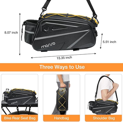 MOSISO Bike Rack Bag, Waterproof Bike Rear Rack Handbag Bicycle Trunk Bag, 14L EVA Mountain Bicycle Rear Seat Storage Saddle Pouch Cycling Luggage Pouch with Shoulder Strap, Yellow