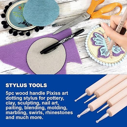 E6000 3.7 Ounce (109.4mL) Tube Industrial Strength Adhesive for Crafting, 10 Snip Tip Applicator Tips and Pixiss Art Dotting Stylus Pens 5 pcs Set