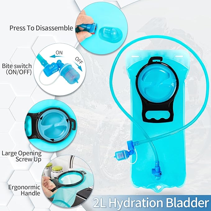 Hydration Backpack with 2L Water Bladder, Lightweight Hydro Pack for Cycling, Running, Hiking, Climbing
