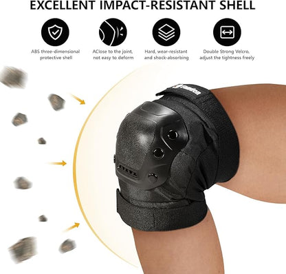Skateboard Protective Gear Knee Pads and Elbow Pads Set, Elbow and Knee Pads for Roller Skating Wrist Guards Skateboarding Pads