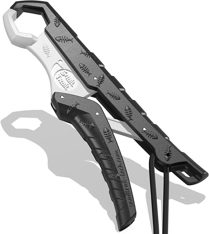 SNAIL TRAIL 7.5''/9'' Floating Fish Gripper, Fishing Grabber, Catfish Mouth Pliers, Caught Bass Holder, Digital Scale Hook Clamp, Saltwater Lip Grip Tool with Lanyard, Gifts for Men