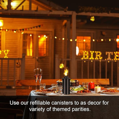 Torch Replacement Canisters 16oz, Outdoor Refillable Canister with Wicks and Caps, Bamboo Citronella Torch Cans for Patio, Garden