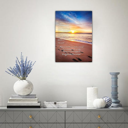 Footprints in the Sand Canvas Prints Wall Art, Footprints in the Sand Wall Art Decor, Inspirational Christian Poem Wall Poster Gift, Beach Picture Wall Art for Living Room Beach Office 18"Wx24"HInches