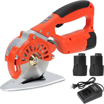 VLOXO Cordless Electric Rotary Scissors Power Fabric Cutter Rechargeable Rotary Cloth Scissors Adjustable Speed Electric Cutter with 2 Battery for Cutting Fabric Carpet Leather Multi-Layer Cloth