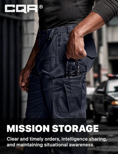 CQR Men's Flex Stretch Tactical Pants, Water Resistant Ripstop Cargo Pants, Lightweight EDC Outdoor Work Hiking Pants