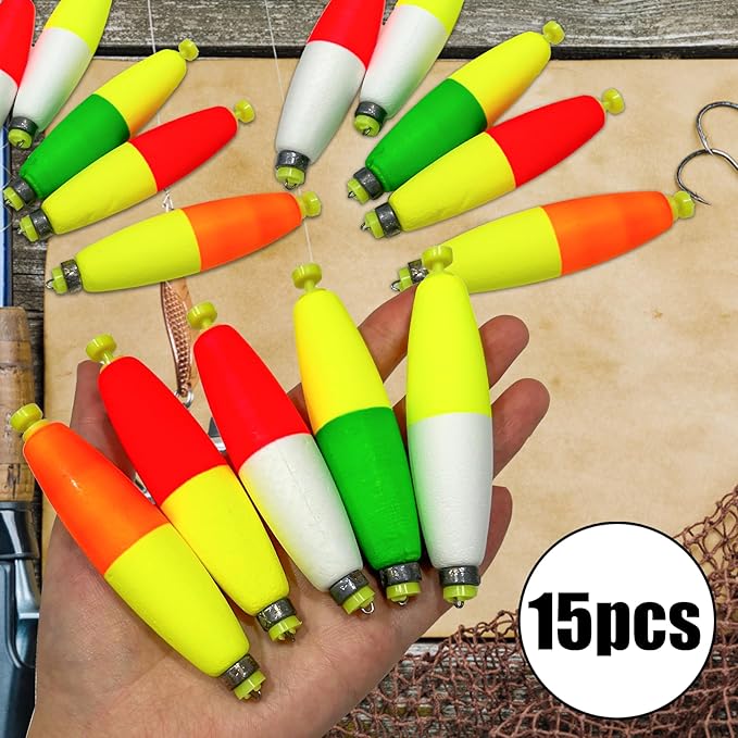 Fishing Bobbers Floats Set Weighted Fishing Bobbers for Fishing, Foam Snap on Float Weighted Bobbers Push Button Spring Fishing Floats Fishing Bobbers Assortment for Catfish