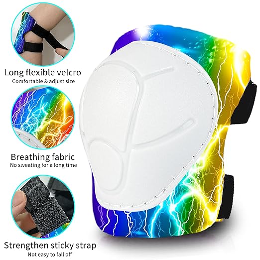 Gradient Color Kids Protective Gear Set Knee Pads for Kid 2-14 Years,W/ Adjustable Strap Kids/Youth Knee Pads Elbow Pads Wrist Guards Set for Inline Roller Skates,Cycling,BMX Bike,Skateboard,Scooter
