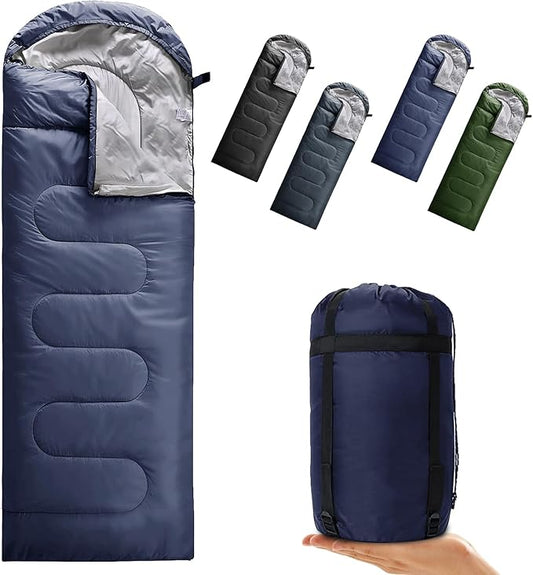Camping Sleeping Bag 3 Seasons Warm & Cool Weather, Lightweight, Waterproof, Portable Backpacking for Adults & Kids - Camping Essentials Gear Accessories Hiking Travel