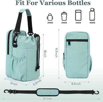 Water Bottle Holder with Strap, 32/40oz Insulation Water Bottle Carrier Bag with Phone Pocket, Water Bottle Sling Bag Crossbody Water Bottle Holder for Hiking Walking