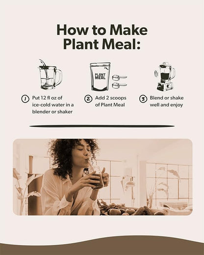 Plant Meal Replacement Shake - Chocolate - 25g of Plant Based Vegan Protein Powder, 76+ Organic Superfoods, Vitamins & Minerals, Mushrooms, Super Greens, Digestive Enzymes & Probiotics - 1 Serving