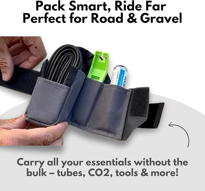 SpeedSleev Ranger 2.0 Medium Bike Saddle Bag – Waterproof Under Seat Pack for MTB, Gravel & Plus Tire Bikes – Lightweight, Rattle-Free Tool Storage – Fits Most Dropper Posts – Grey