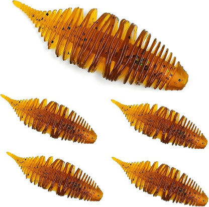 Soft Swimbait Lures, Soft Plastic Fishing Lures Kit, Bass Fishing Lure Swim Baits with 5 Color, Threaded Small Needle Tail for Trout, Crappie, Bass, Redfish, Freshwater, Saltwater