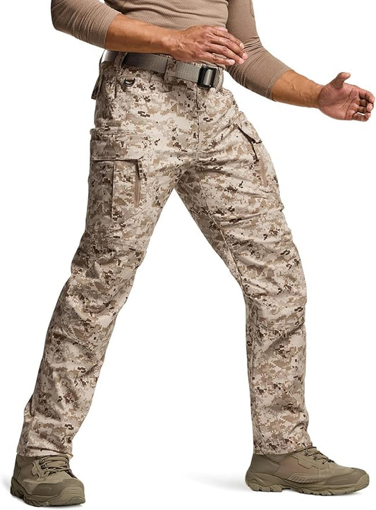 CQR Men's Flex Stretch Tactical Pants, Water Resistant Ripstop Cargo Pants, Lightweight EDC Outdoor Work Hiking Pants